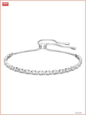 Swarovski Matrix Tennis Soft Bracelet Round Cut Clear Crystals Rhodium Finish